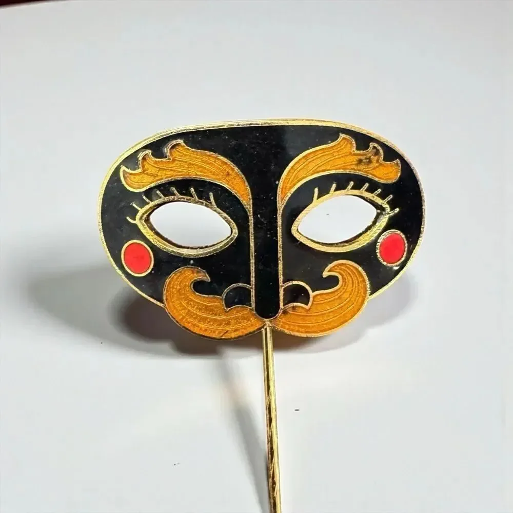 Vintage Masquerade Mask Enamel Sick Pin